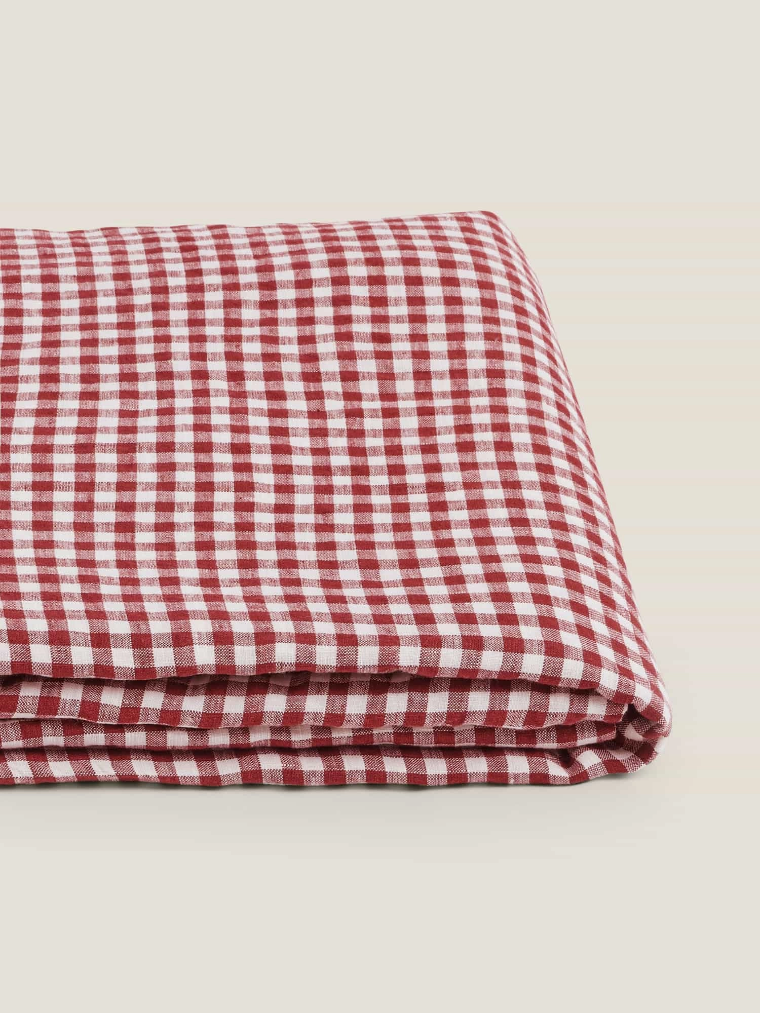 100% Linen Flat Sheet in Pinot Gingham