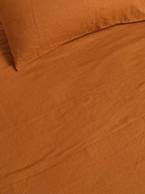 100% Linen Flat Sheet in Tobacco
