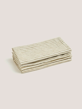 100% Linen Napkin set (4 units) in Olive Stripes