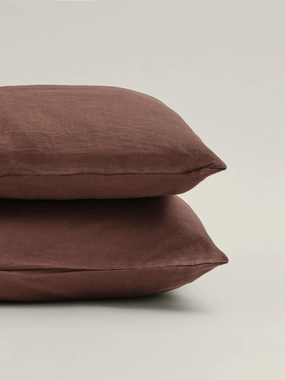 100% Linen Pillowcase Set (of two) in Chocolate