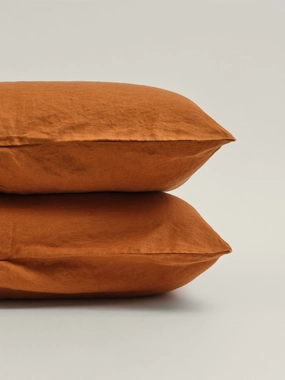 100% Linen Pillowcase Set (of two) in Tobacco