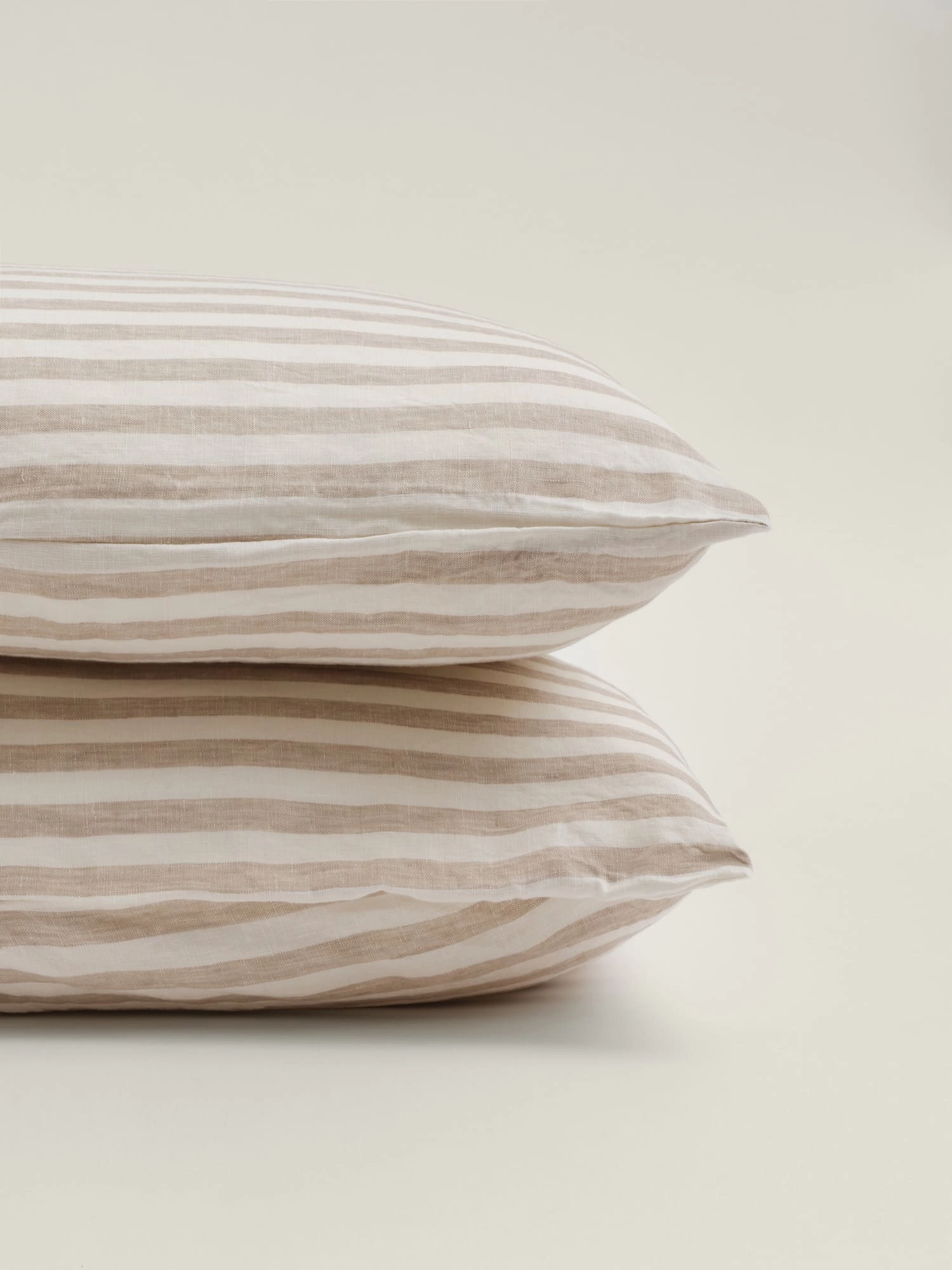 100% Linen Pillowcase Set (of two) in Wide Natural Stripes
