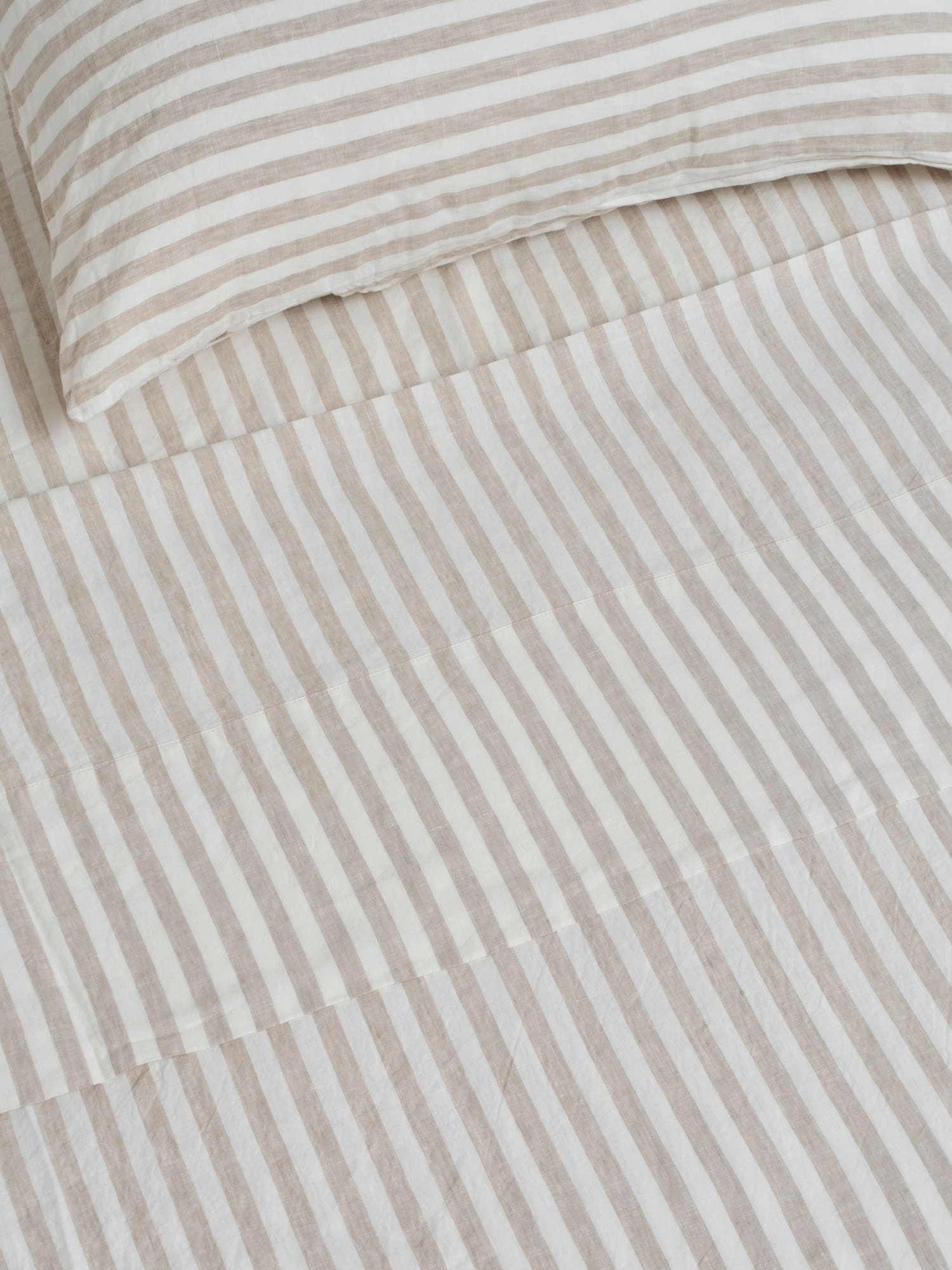100% Linen Pillowcase Set (of two) in Wide Natural Stripes