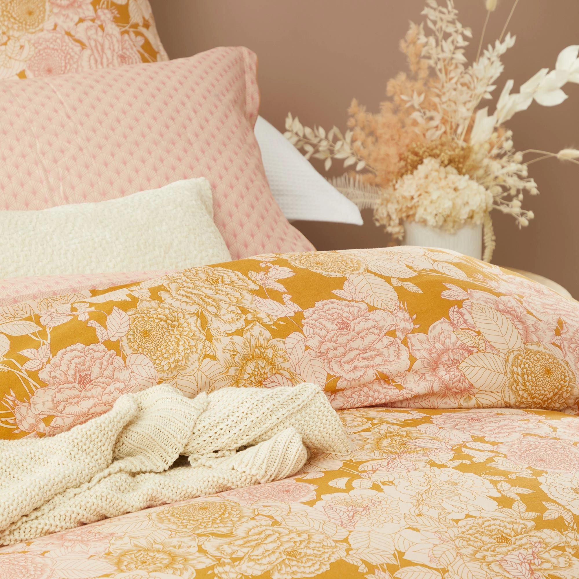 Arbour Honey Quilt Cover Set by Platinum Logan & Mason