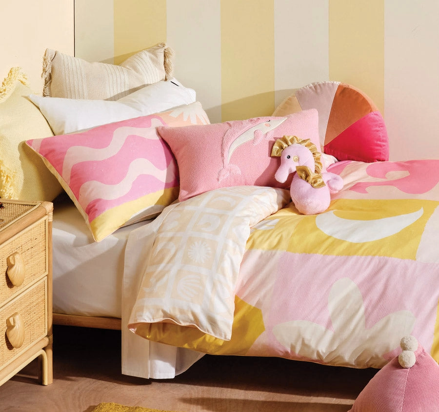 Beach Day Quilt Cover Set Range Bubblegum