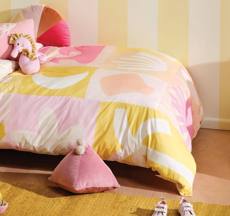 Beach Day Quilt Cover Set Range Bubblegum
