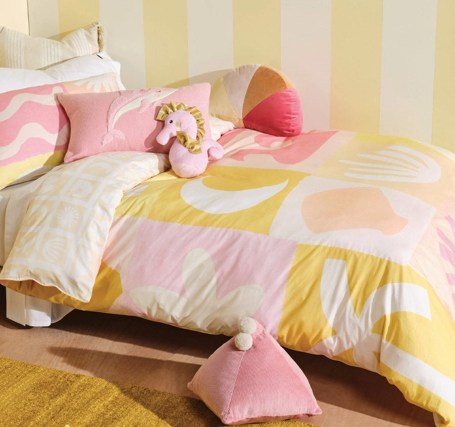 Beach Day Quilt Cover Set Range Bubblegum