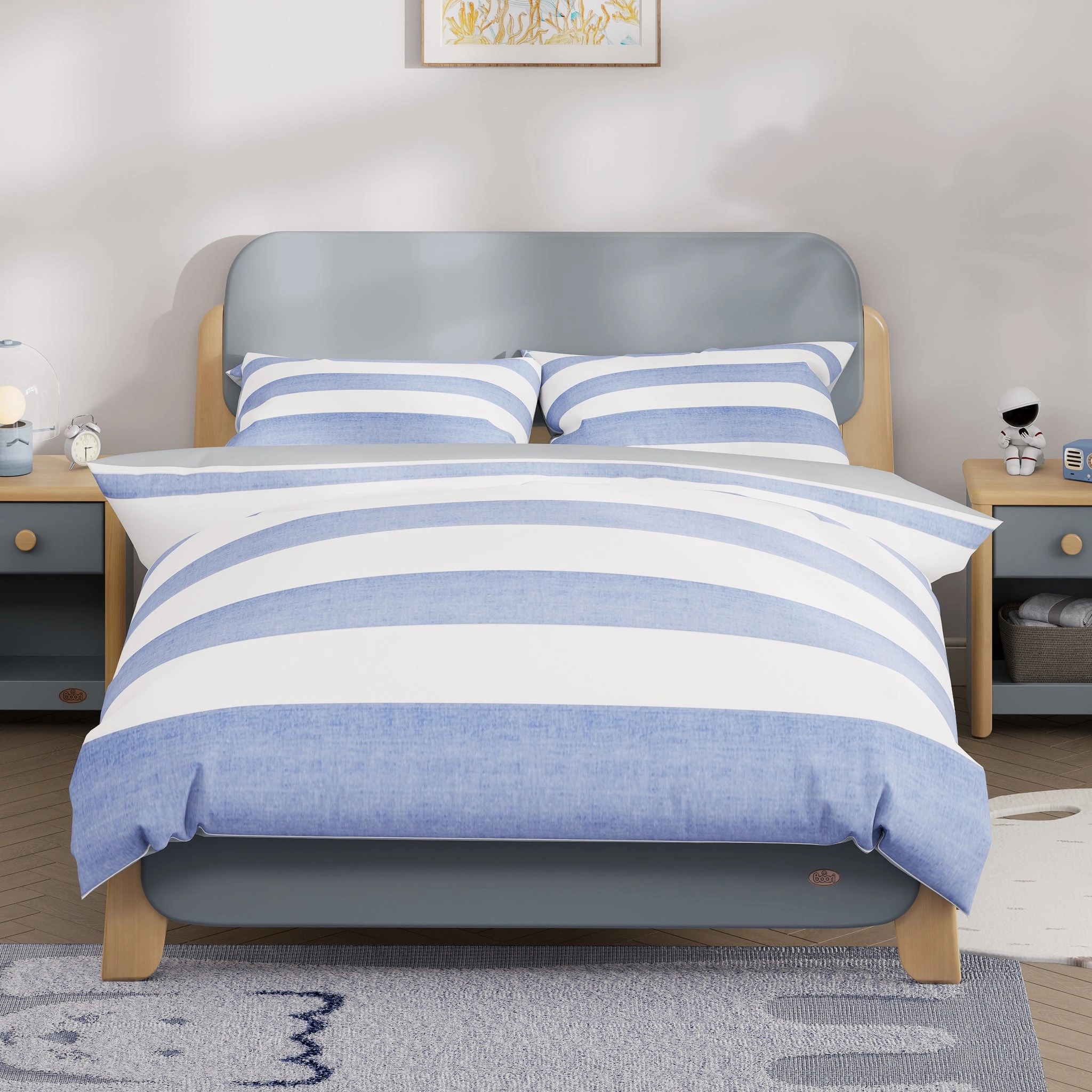 Blue Stripe Double Quilt Cover Set