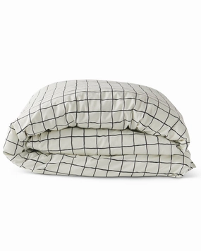 Check 1-2 White And Black Organic Cotton Quilt Cover (US)