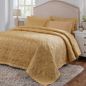 Classical Ornate Twirls & Swirls Quilt/Quilted Bed Cover Gold
