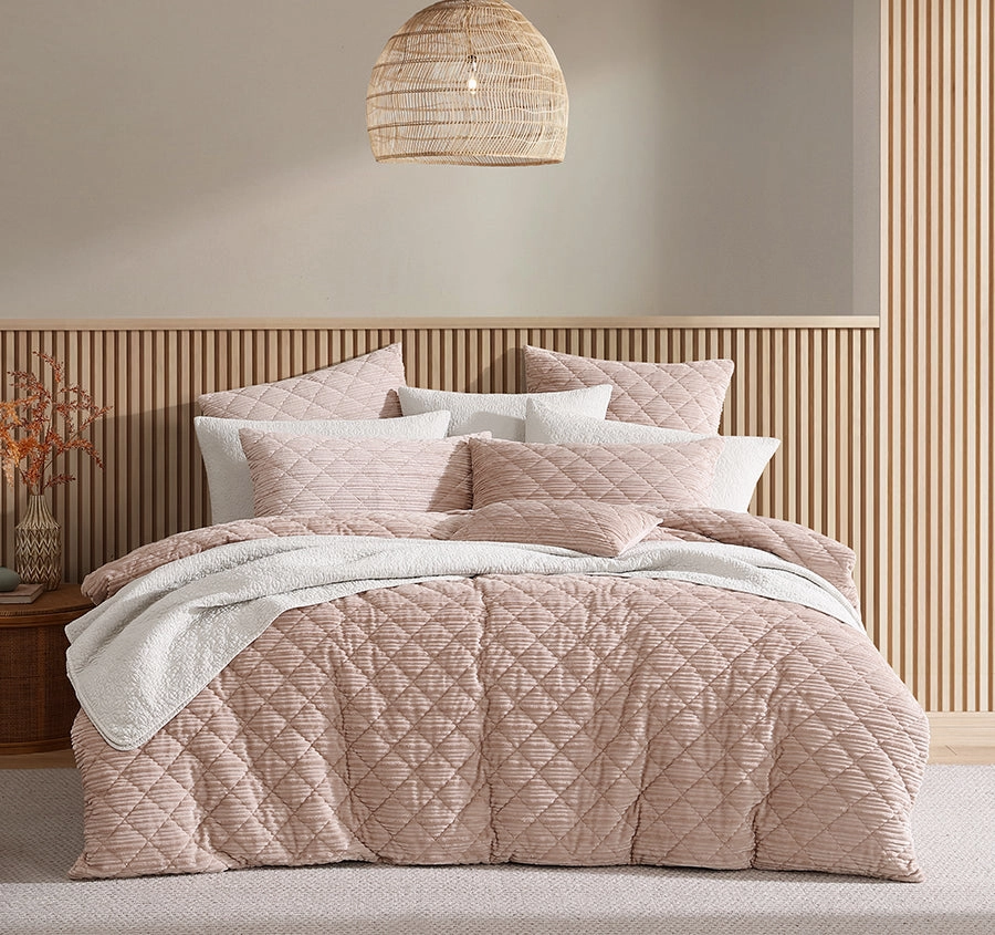 Corbin Quilt Cover Set Range Blush