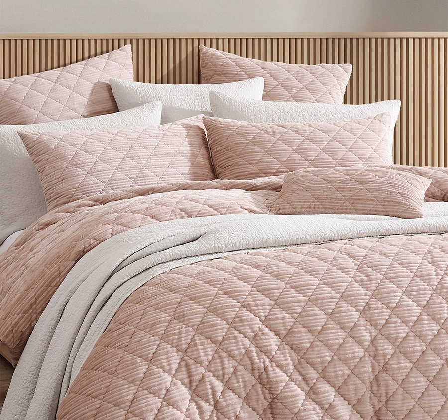 Corbin Quilt Cover Set Range Blush