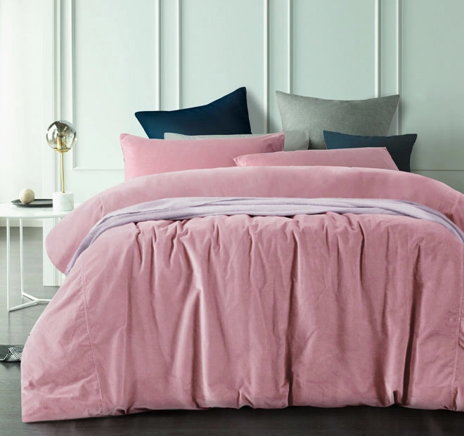 Cotton Velvet Quilt Cover Set Range Smokey Rose