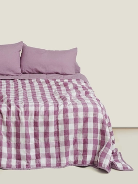Double-sided Quilt Cover in Lavender Check/Violet