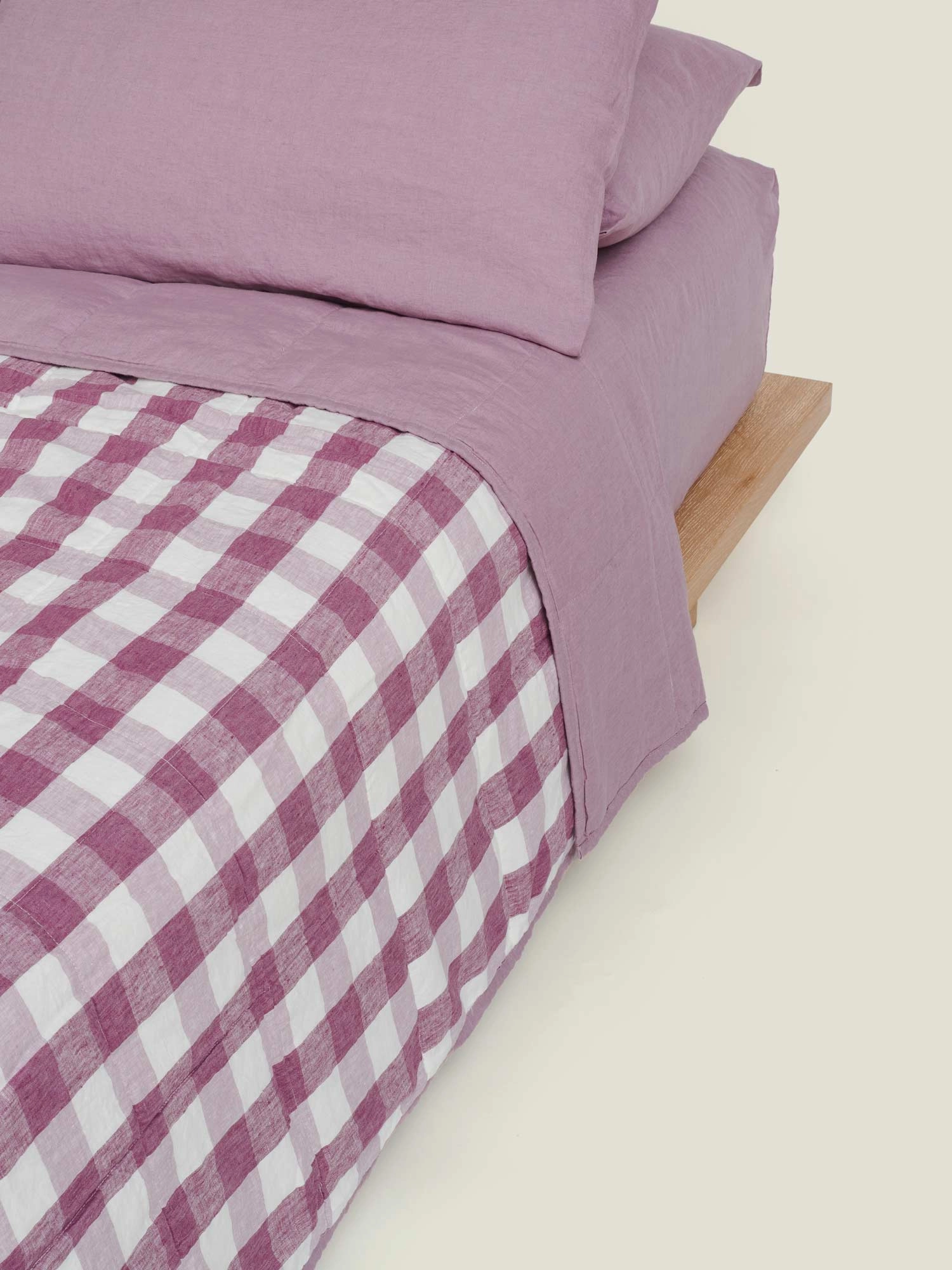 Double-sided Quilt Cover in Lavender Check/Violet