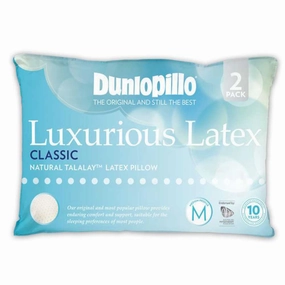 Dunlopillo Classic 2 Pack Genuine Luxurious Talalay Latex Medium Profile & Feel Pillows