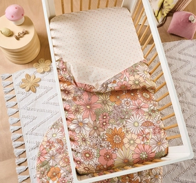 Flower Power Cot Quilt Cover Multi