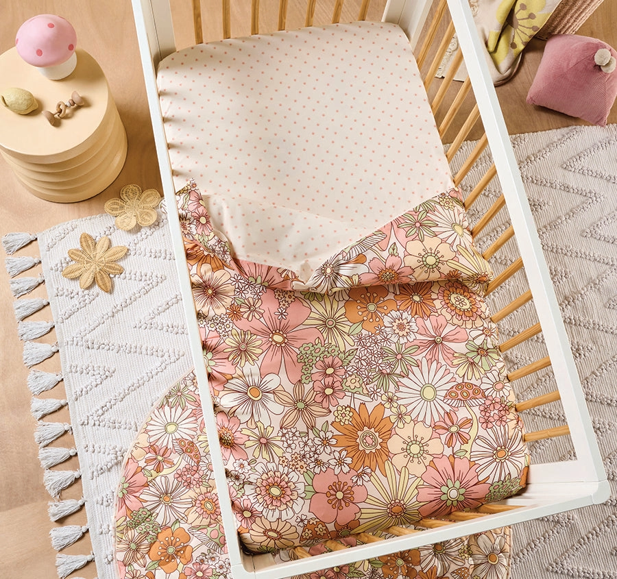 Flower Power Cot Quilt Cover Multi