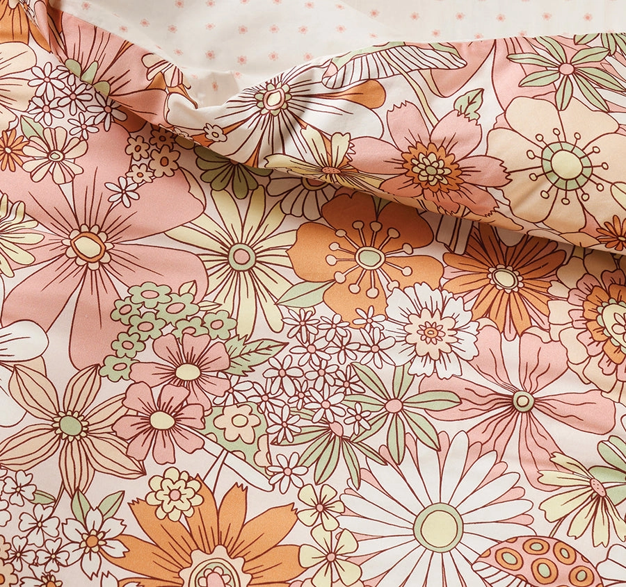 Flower Power Cot Quilt Cover Multi