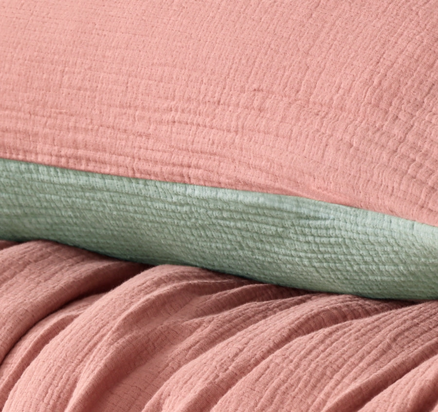 Hugo Reversible Quilt Cover Set Range Sage and Clay