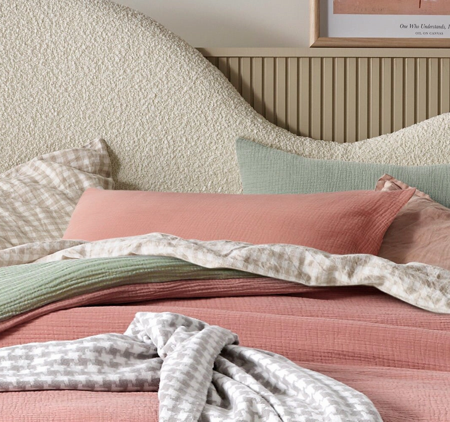 Hugo Reversible Quilt Cover Set Range Sage and Clay