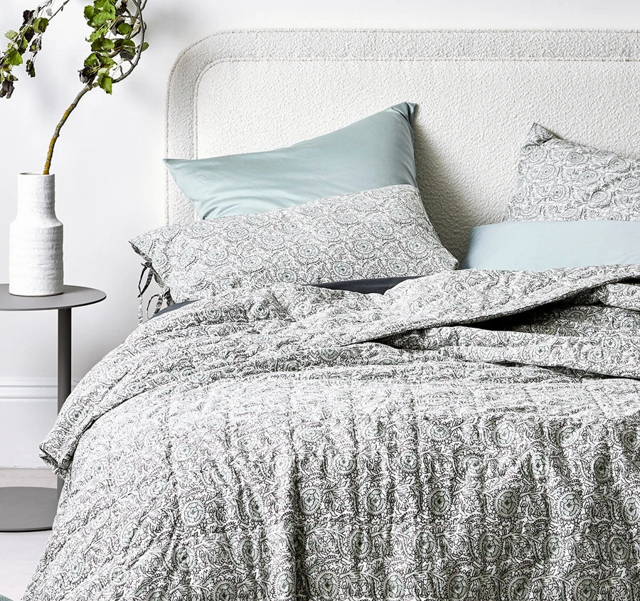 Jaipur Coverlet Mist and Feather