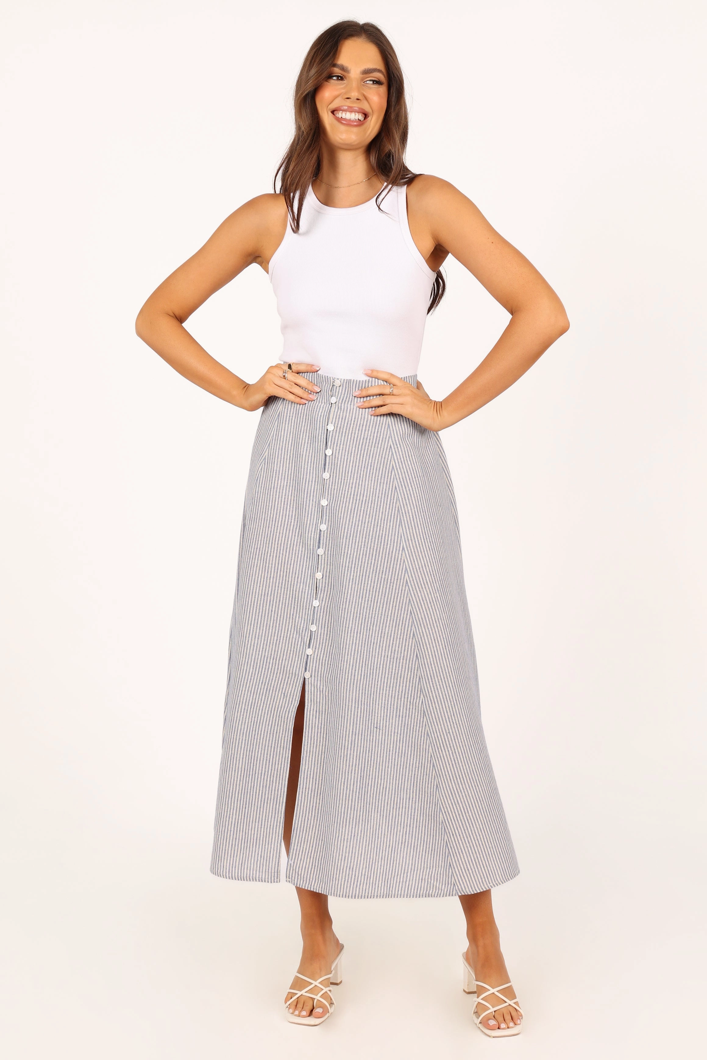Kenny Midi Skirt - Blue Stripe
