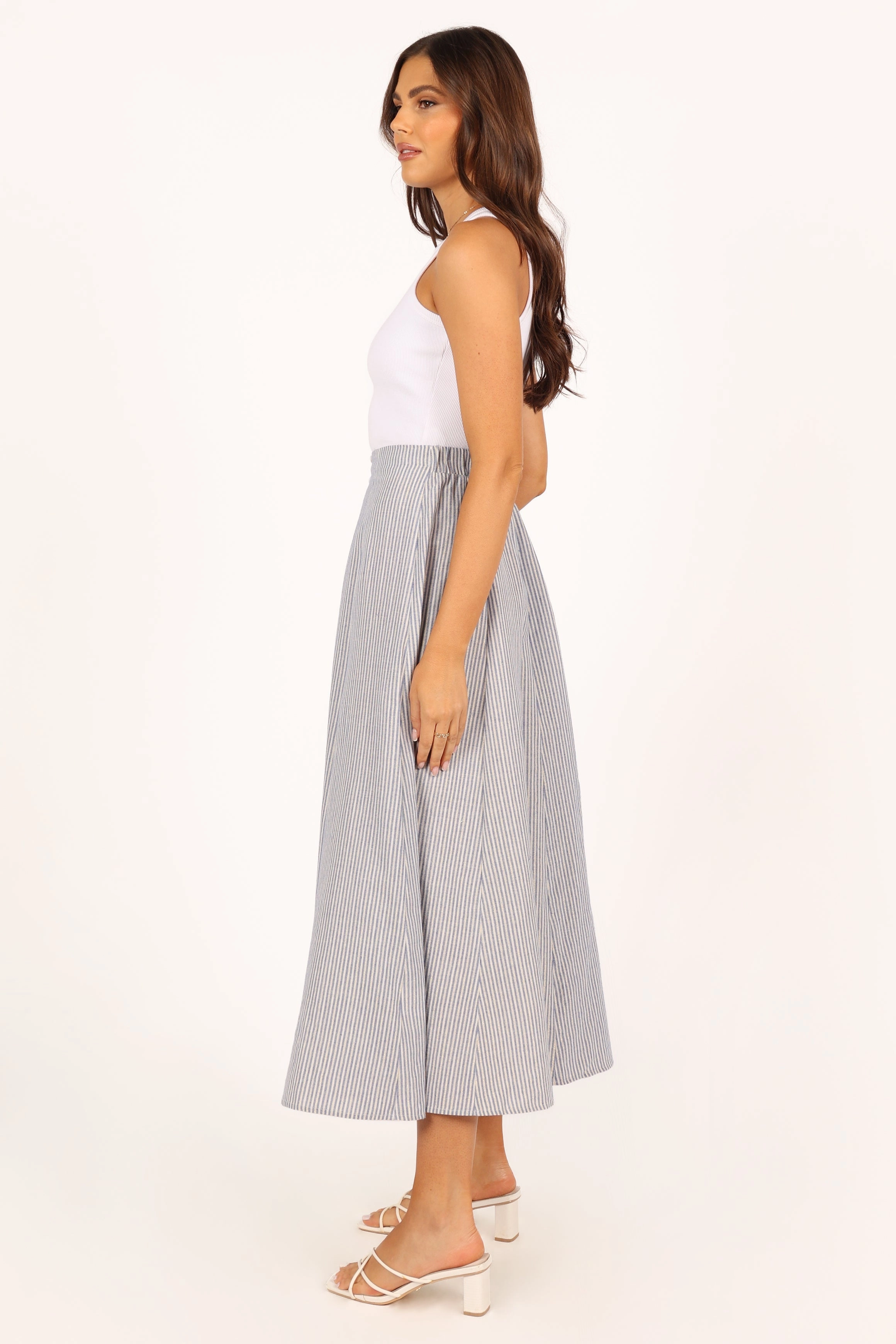 Kenny Midi Skirt - Blue Stripe