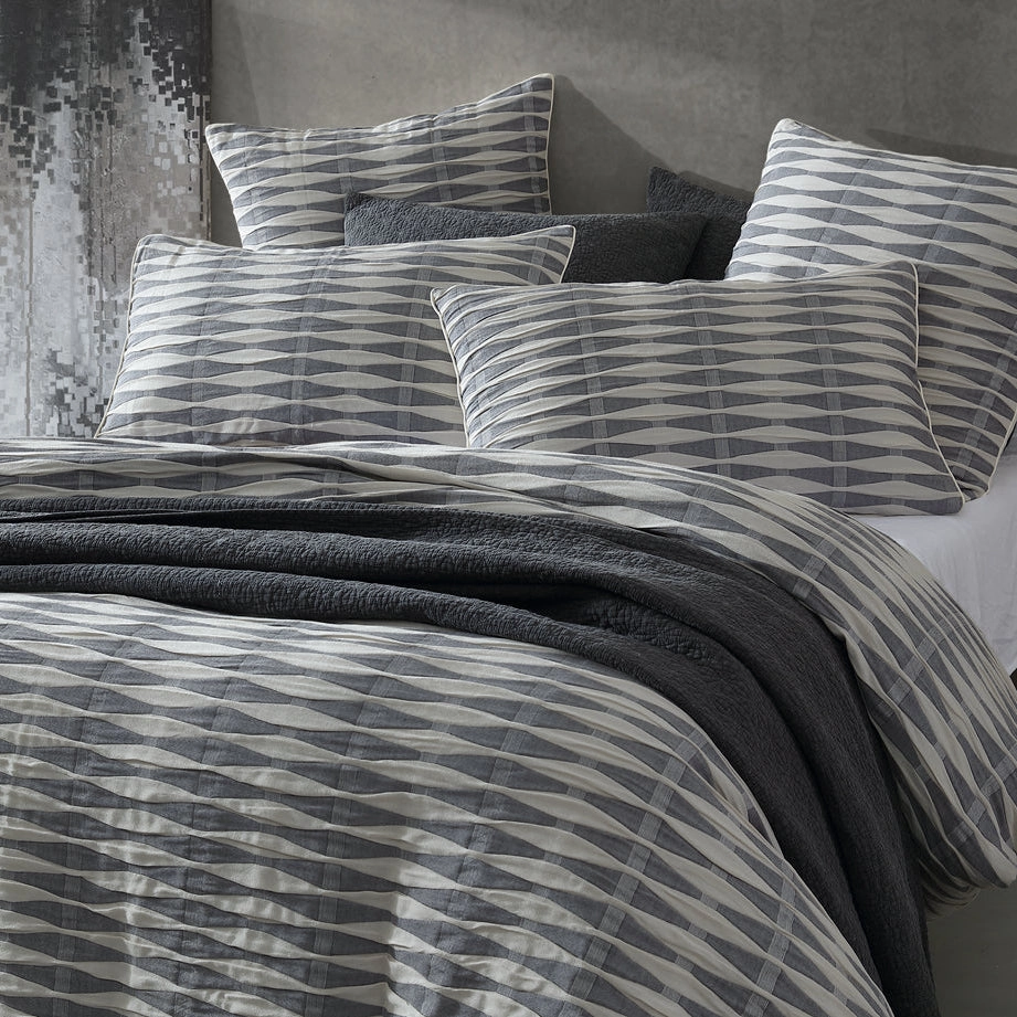 Kirby Charcoal Quilt Cover Set by Logan and Mason Platinum