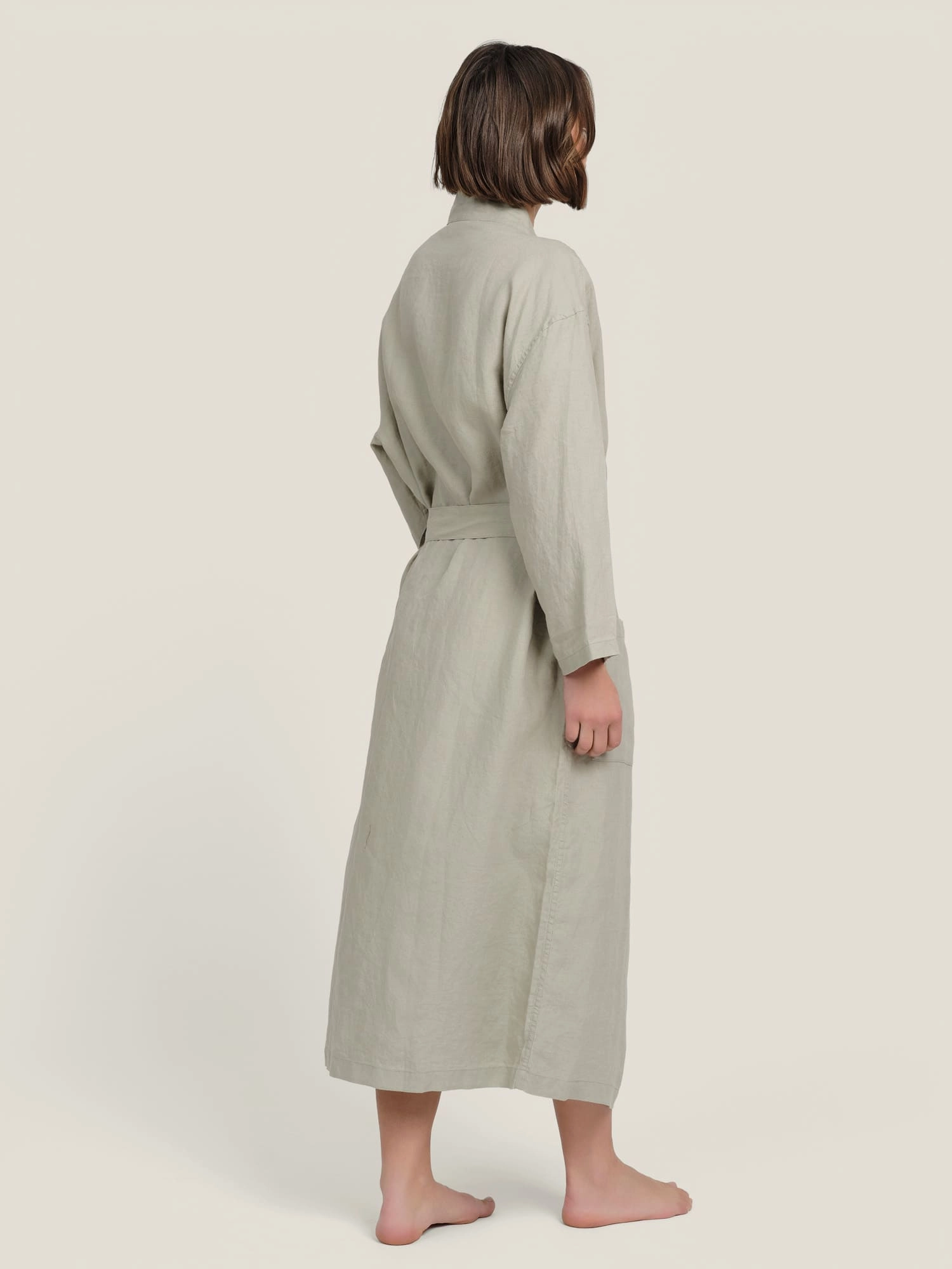 Linen Robe In Sage