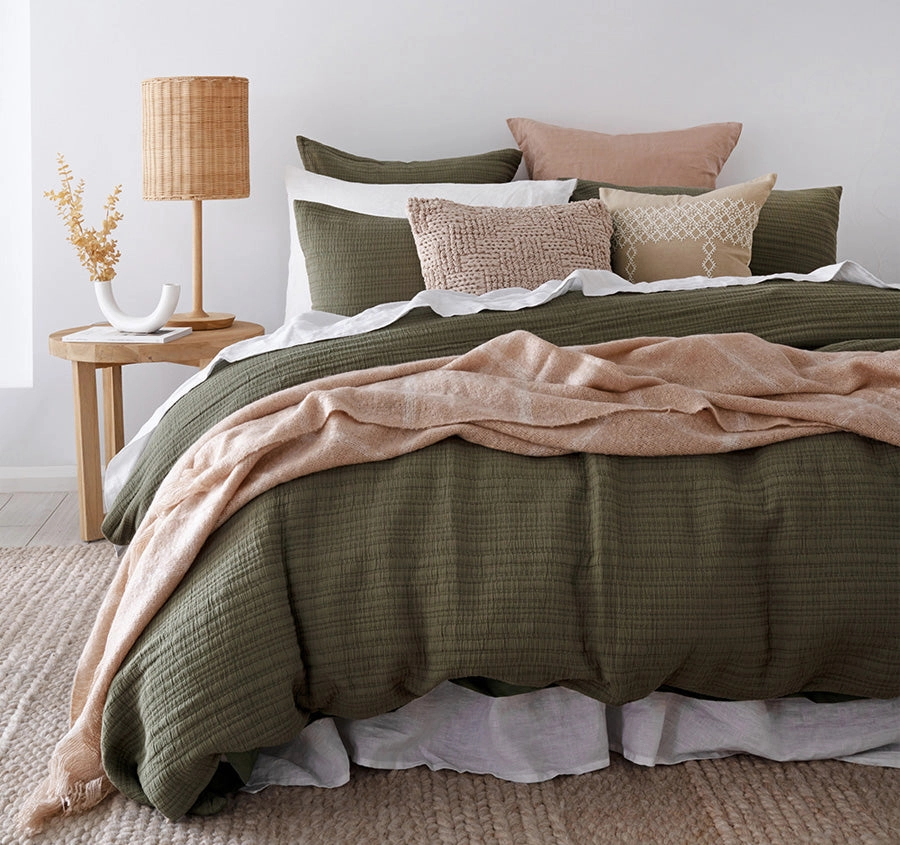 Lores Quilt Cover Set Range Olive