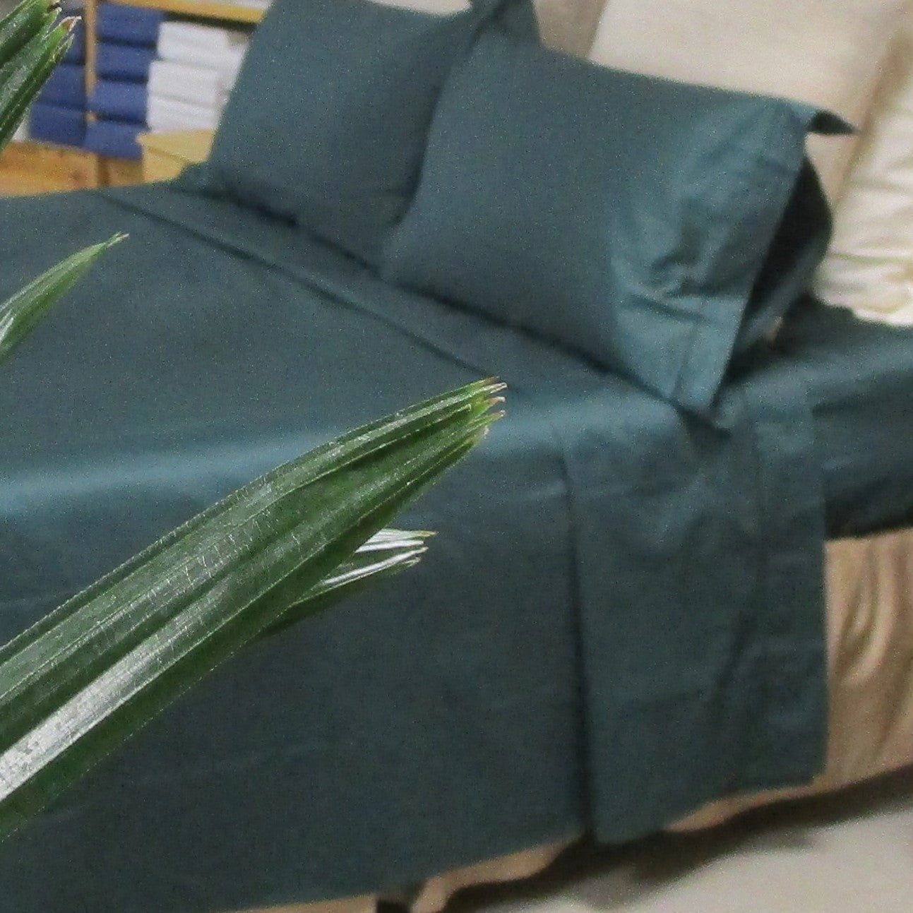 Magnificent Quilt Set in Emerald/Natural Reversible