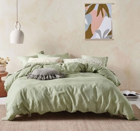 Nimes Linen Quilt Cover Set Range Wasabi