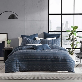 Orlando Indigo Quilt Cover Set by Logan and Mason Platinum