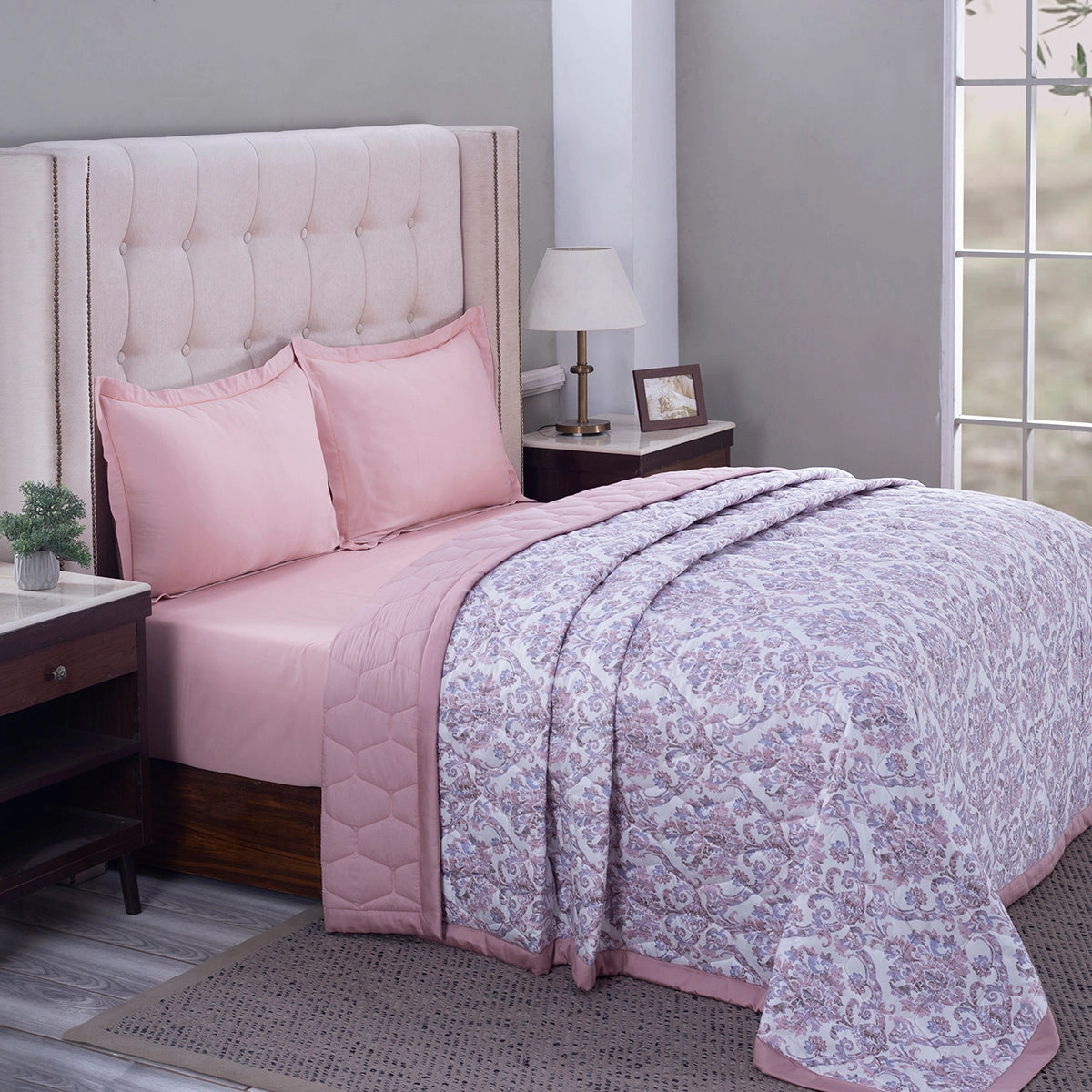 PBS Nomad Scuplt Cornelian Purple Summer AC Quilt/Quilted Bed Cover/Comforter