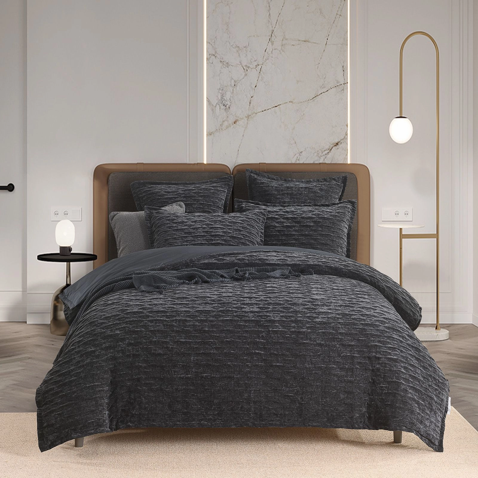 Renee Taylor Charlotte Onyx Jacquard Quilt Cover Set