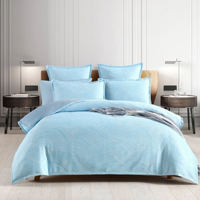 Renee Taylor Oscillate Sky Jacquard Quilt Cover Set