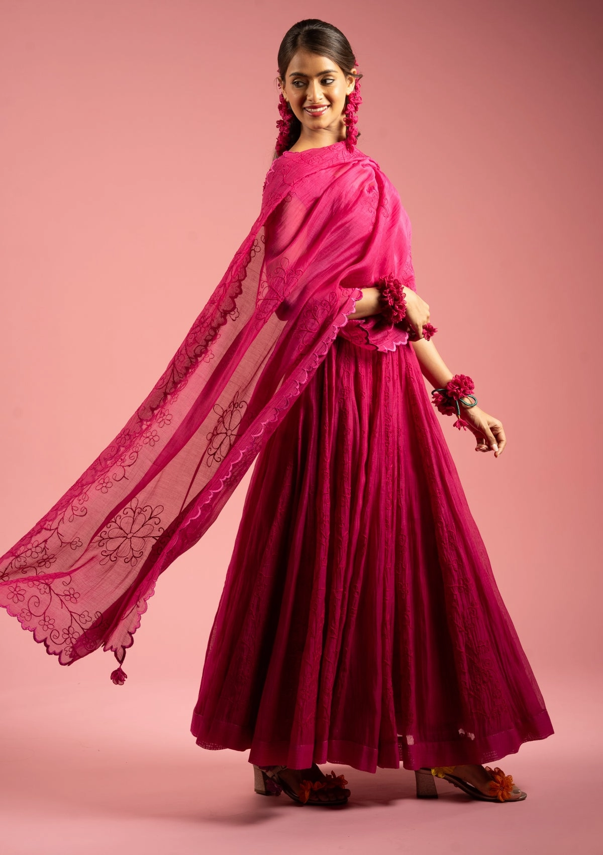 Rosy Embroidered Dupatta