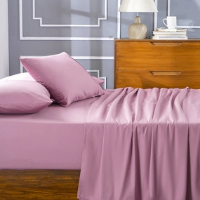 Slumber Plain Easy Care Percale 100% Cotton Dusky Orchid Crisp Bed Sheet With Pillow Case