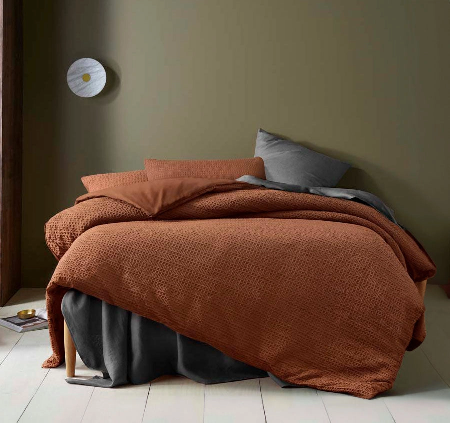 Soho Waffle Quilt Cover Set Range Tobacco