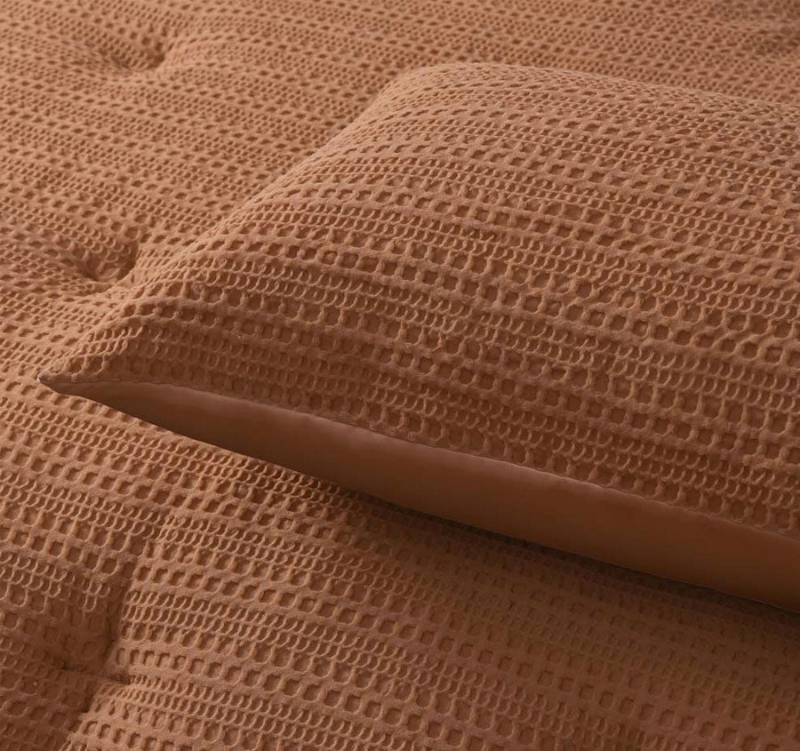 Soho Waffle Quilt Cover Set Range Tobacco
