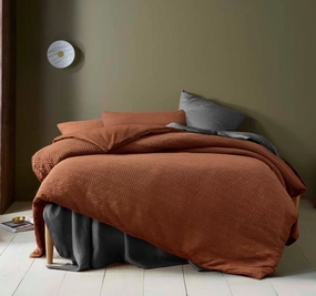 Soho Waffle Quilt Cover Set Range Tobacco
