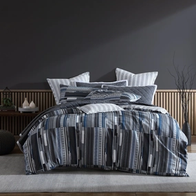 Stripe Charcoal Quilt Cover Set by Logan and Mason