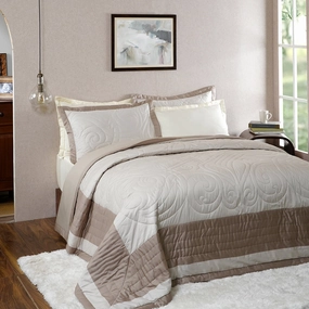 Tranquil Essence Cambric Lawn Beige Summer AC Quilt/Quilted Bed Cover/Comforter