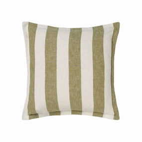 Vintage Stripe Pesto Cushion 48 x 48cm by Linen house